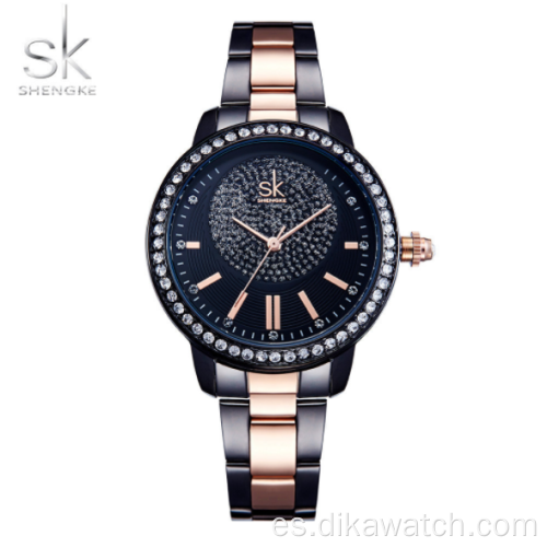 shengke k0075 fashion diamond steel belt señoras reloj ventas directas de fábrica 2021 nuevo
